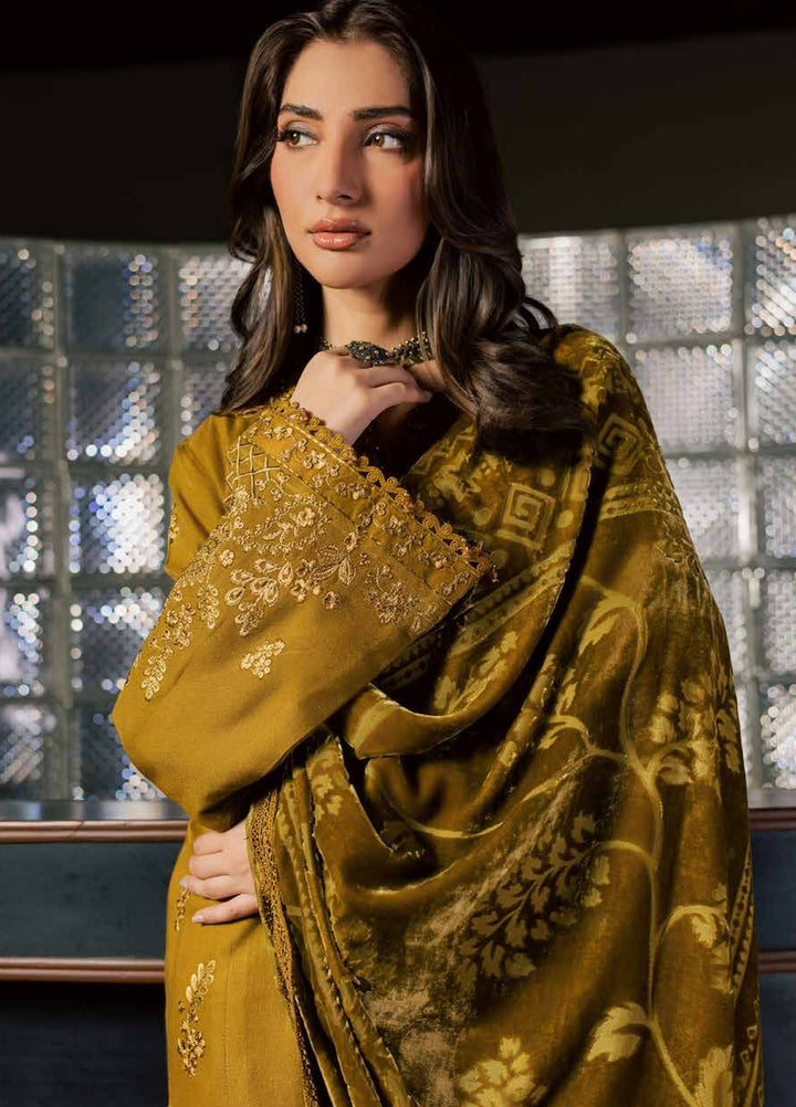 Nureh Exclusive Unstitched Leather Peach with Shawl 3 Piece Suit NU26UEP NE-283 - Festive Collection