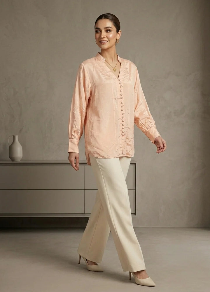 Menaal Women RTW Solids Silk 1 Piece NUDE HEAVEN - Western Collection