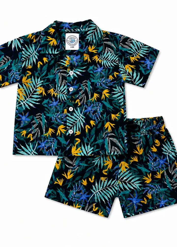 BabyCo Kids RTW Printed Cotton Co-Ord Sets Suit Bora Bora Tropical Resort Unisex - Casual Collection