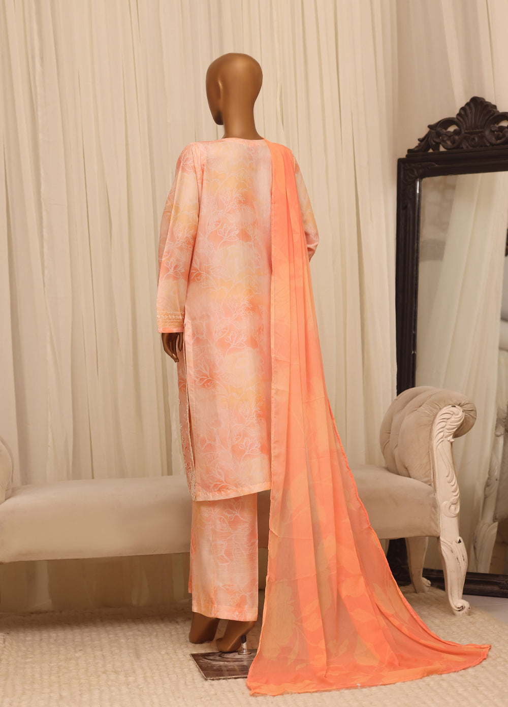 Majestic by HZ Textiles RTW Embroidered Raw Silk 3 Piece Suit HZ26RSM Salmon XRPE-3P-002 - Casual Collection