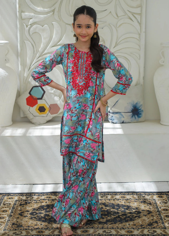Khanak Girls RTW Embroidered Cotton 2 Piece Suit KST-196 - Casual Collection