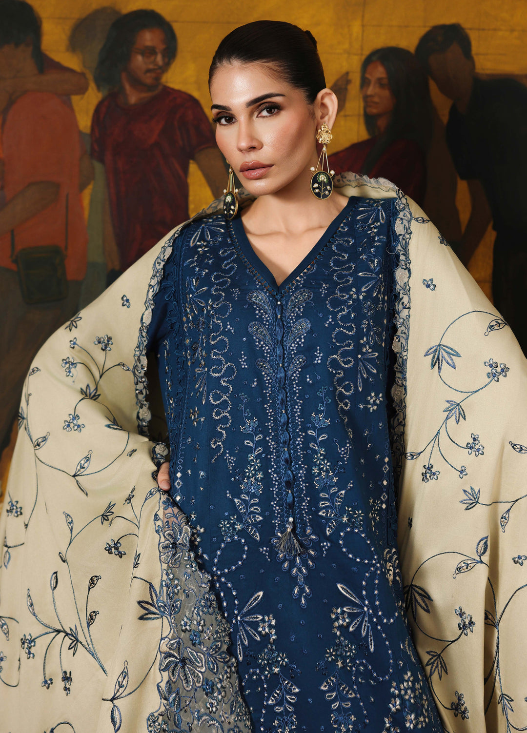 Nureh Exclusive Unstitched Embroidered Marina 3 Piece Suit NU26UEM NE-278 - Festive Collection