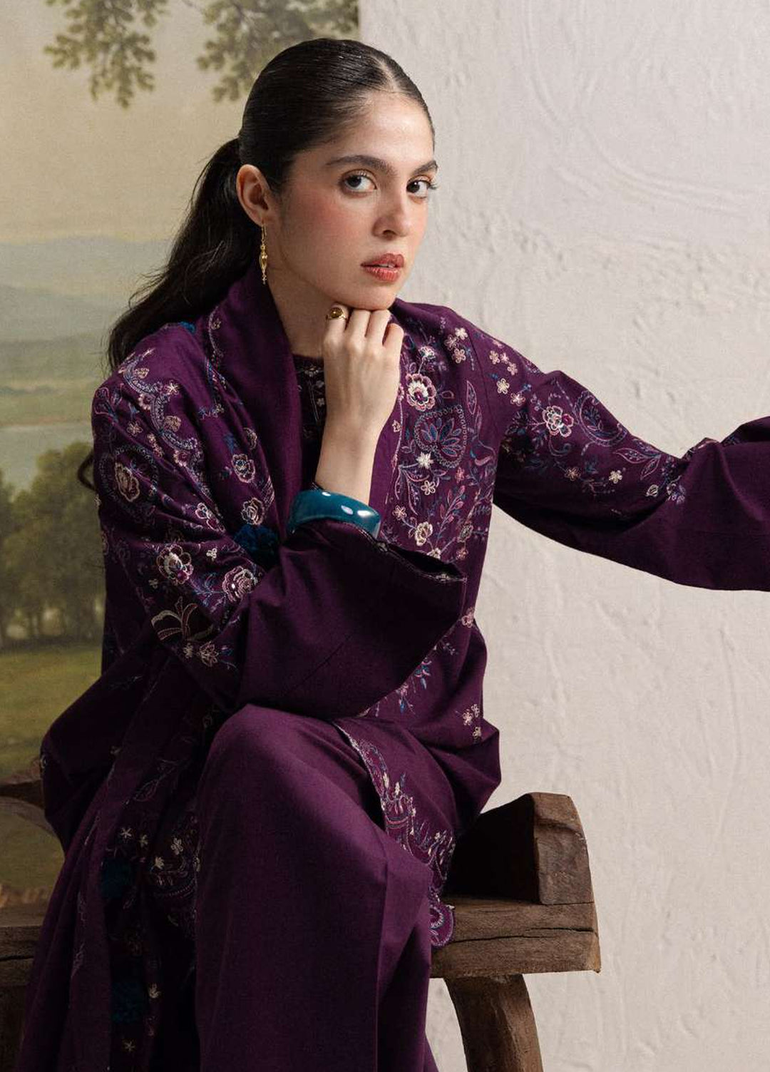 Coco by Zara Shahjahan Unstitched Khaddar 3 Piece Suit CZS26UKW SHAB 5A - Winter Collection