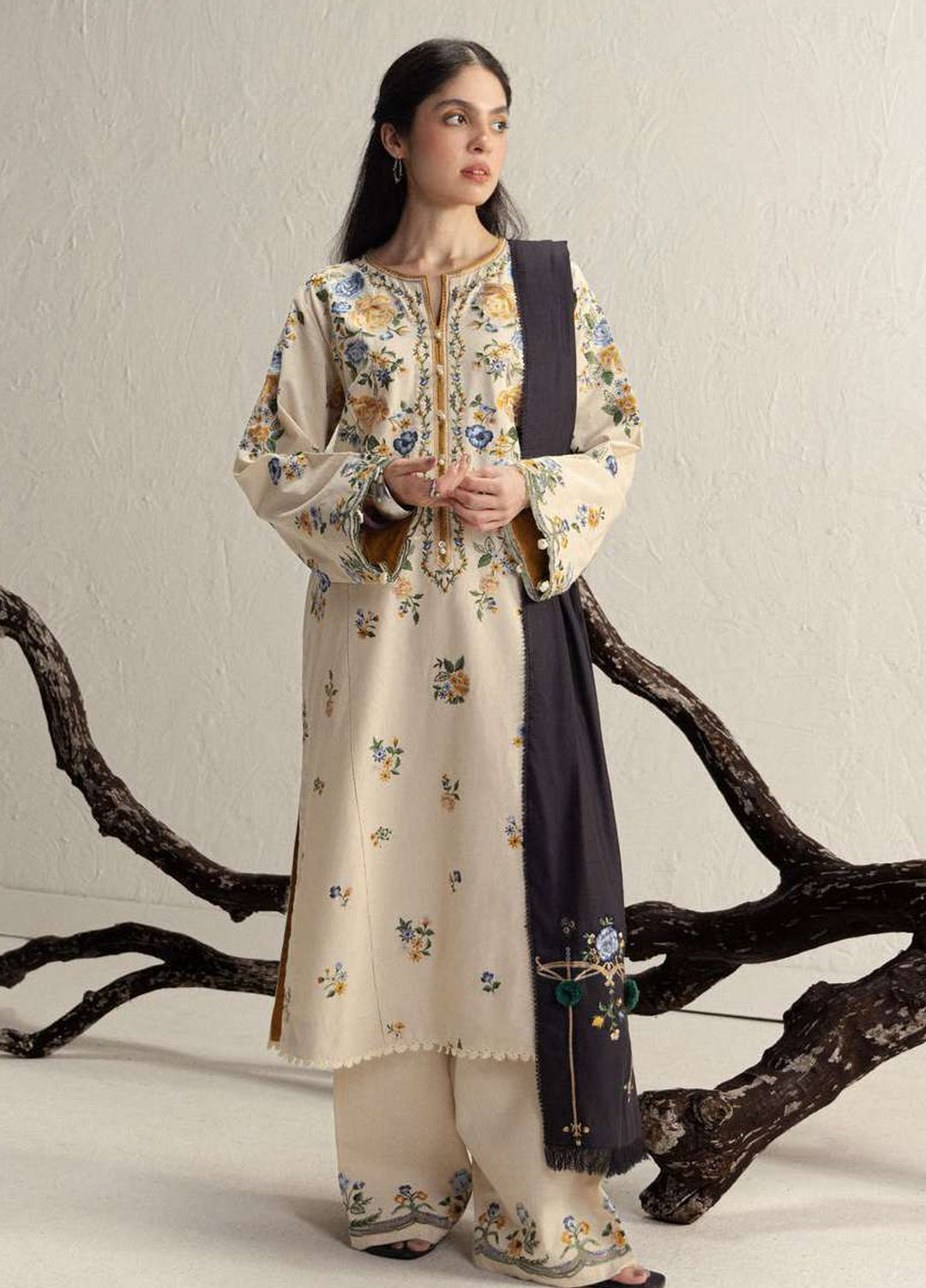 Coco by Zara Shahjahan Unstitched Khaddar 3 Piece Suit CZS26UKW ASMANI 9B - Winter Collection