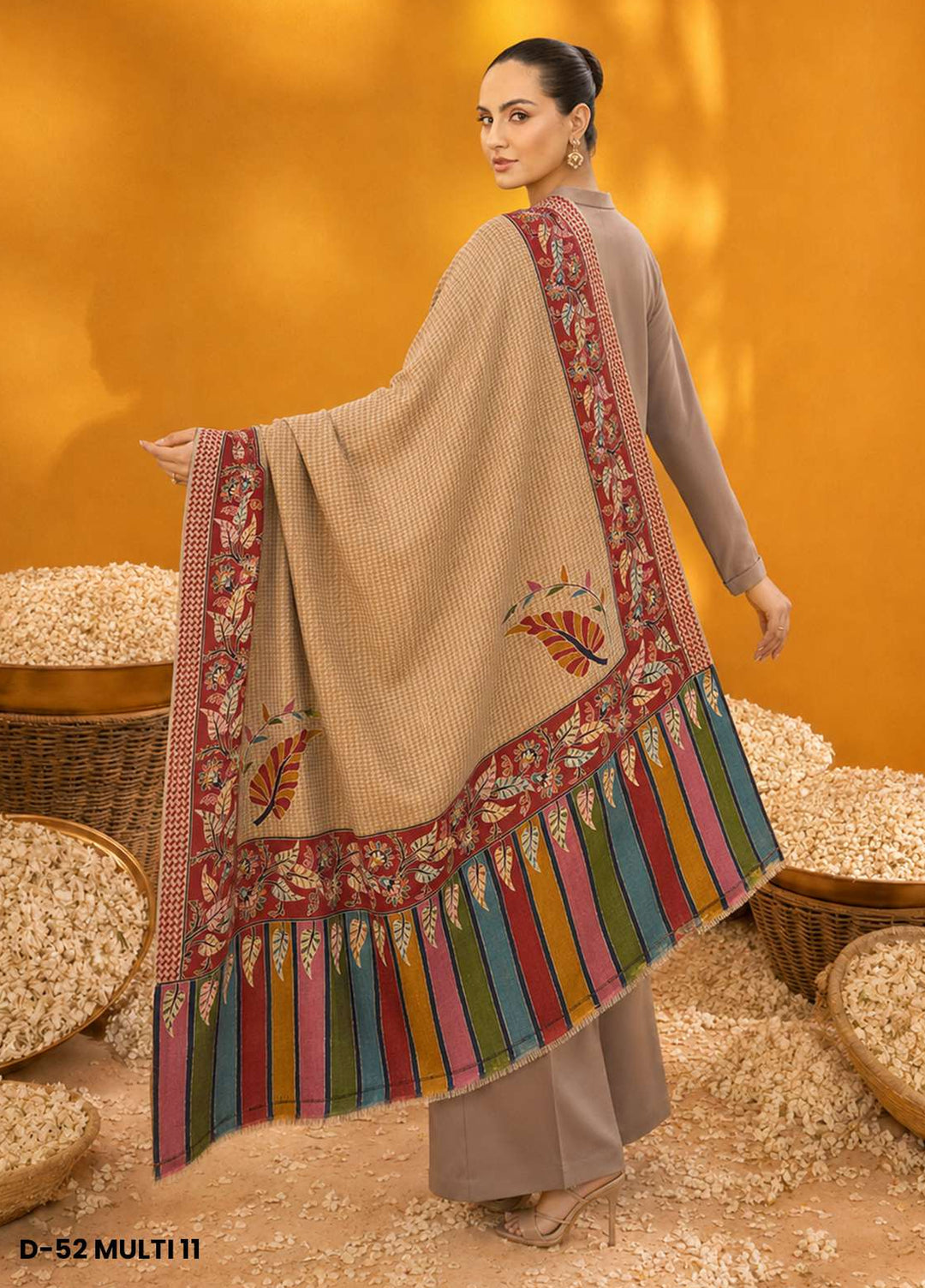 Sanaulla Exclusive Range RTW Printed Woven 1 Piece Shawl D-52 MULTI11 - Winter Collection