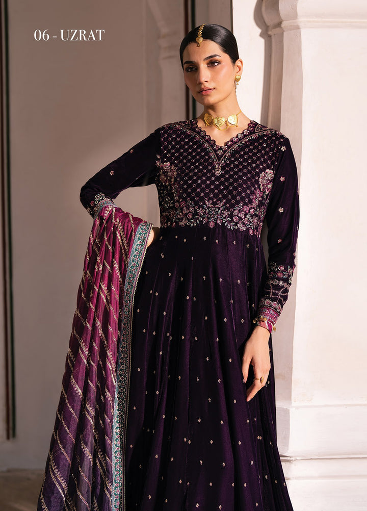 Mor by Xenia Formals Unstitched Embroidered Velvet 3 Piece Suit XE26UMV 06 Uzrat - Festive Collection