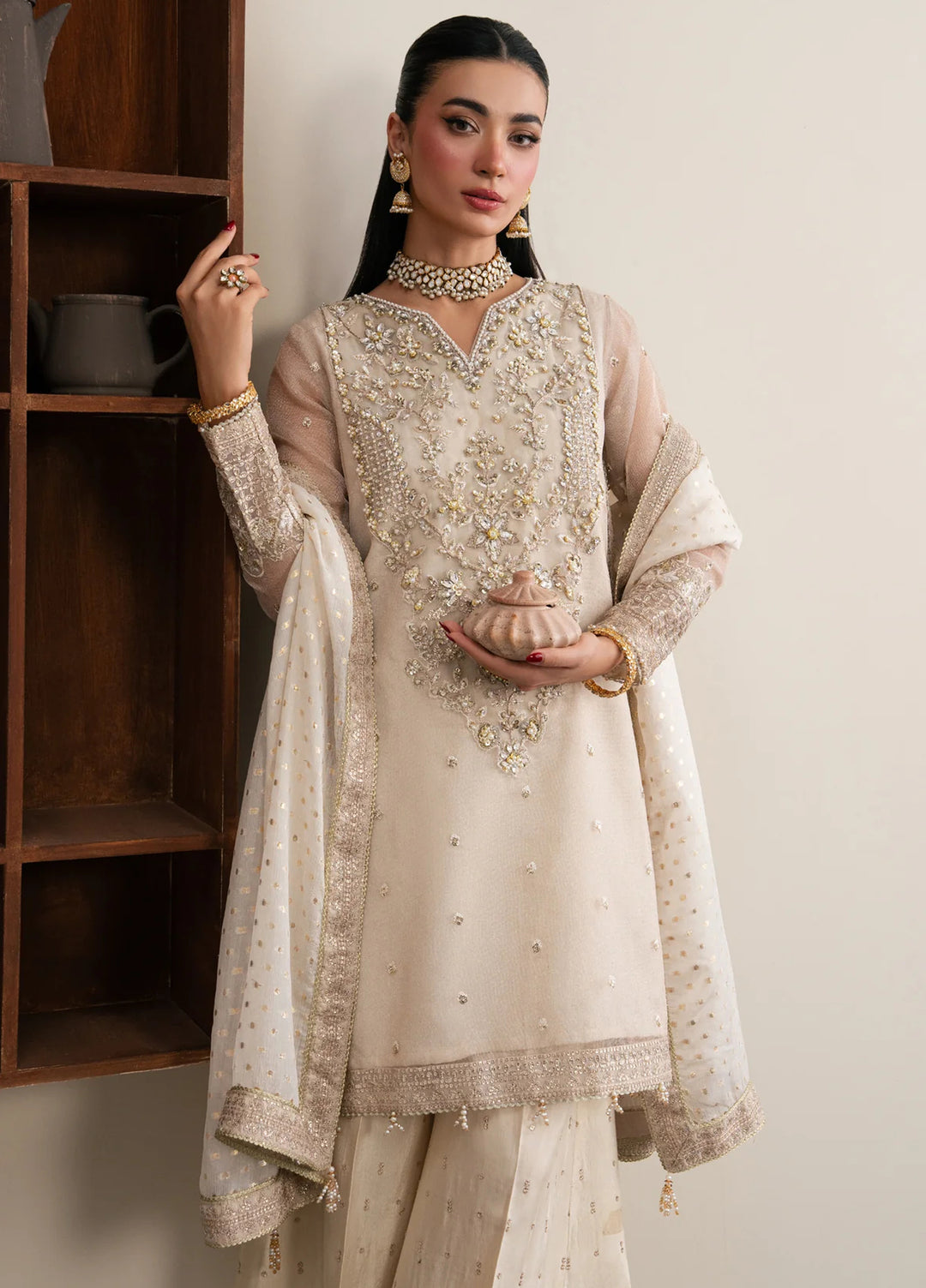 Xenia Formals Unstitched Embroidered Organza 3 Piece Suit D-01 Royale - Festive Collection