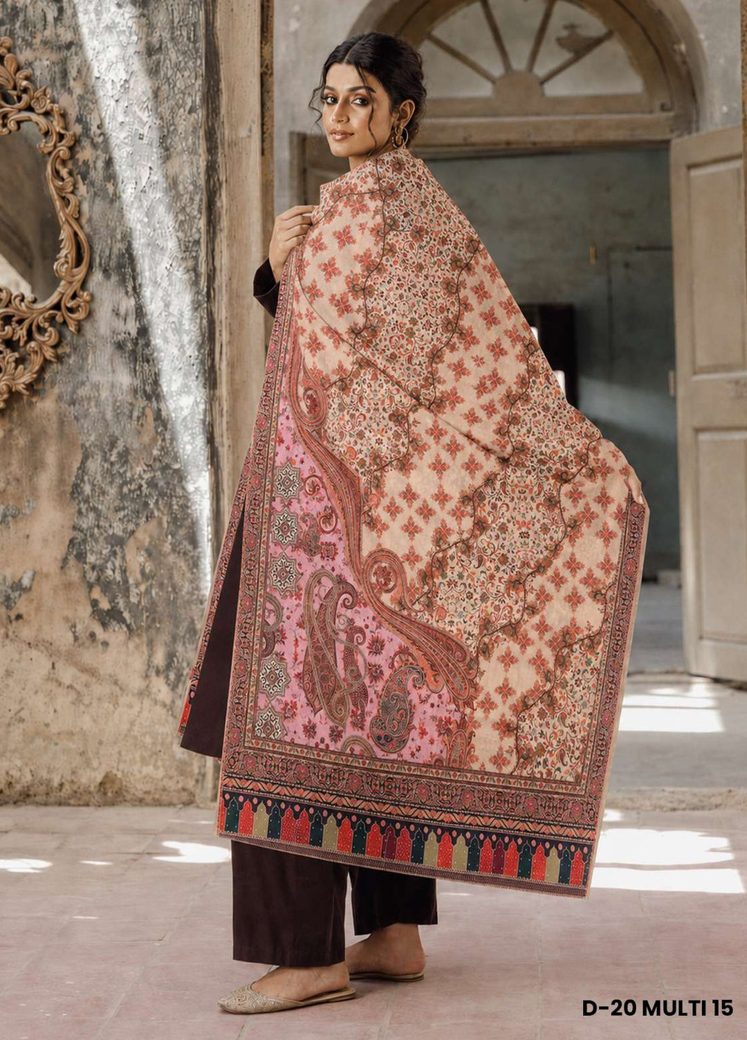 Sanaulla Exclusive Range RTW Printed Woven 1 Piece Shawl D-20 MULTI15 - Winter Collection