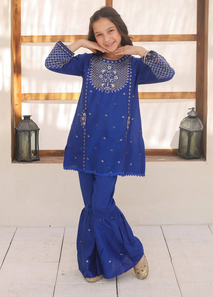 Khanak Girls RTW Embroidered Cotton 2 Piece Suit KST-141 - Casual Collection