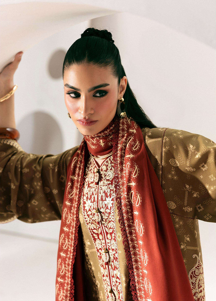 Q prints by Qalamkar Unstitched Embroidered Slub Linen 3 Piece Suit QLK26ULQ Hafsa QPW-10A - Winter Collection
