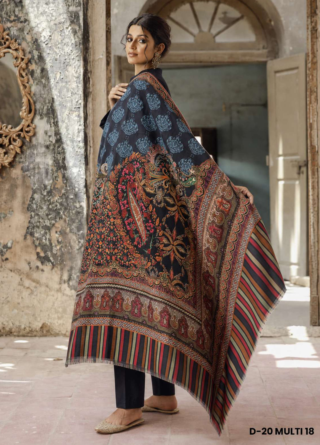 Sanaulla Exclusive Range RTW Printed Woven 1 Piece Shawl D-20 MULTI18 - Winter Collection