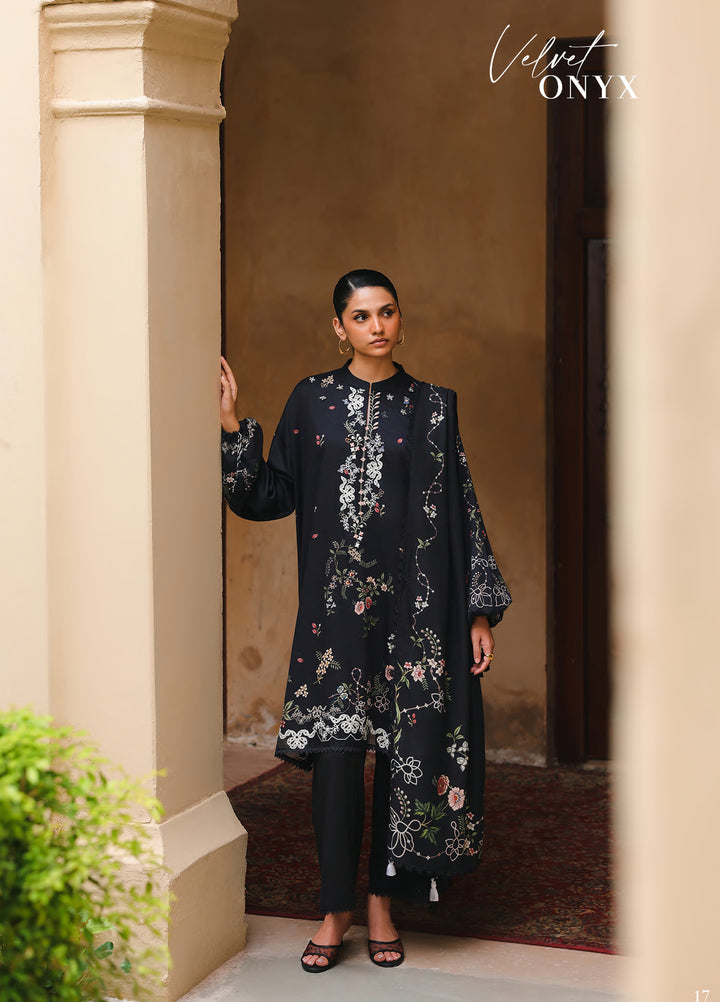 Cross Stitch Unstitched Embroidered Cotton Satin 3 Piece Suit CS26UCS Velvet Onyx - Casual Collection