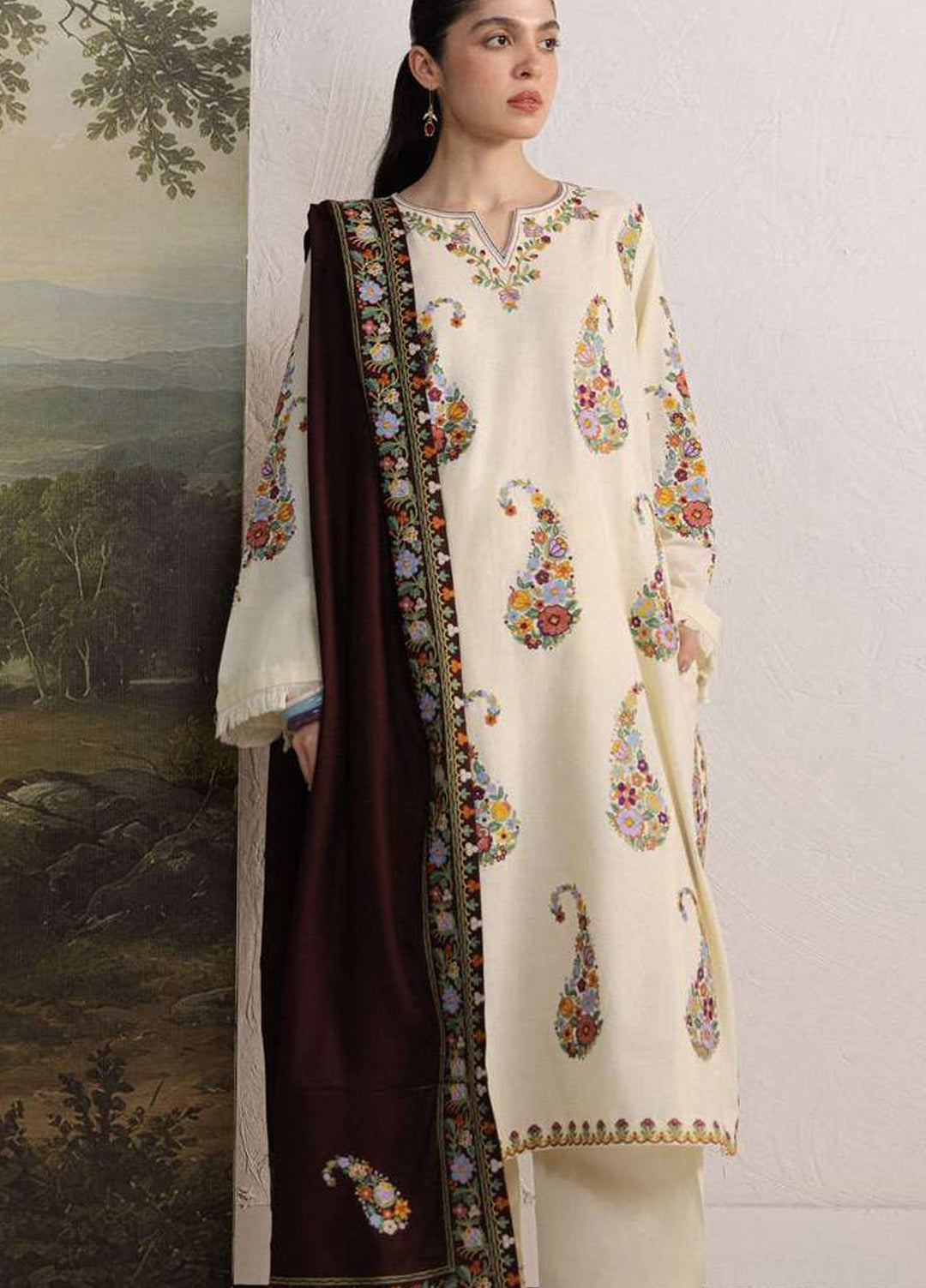 Coco by Zara Shahjahan Unstitched Khaddar 3 Piece Suit CZS26UKW SHIREEN 6A - Winter Collection