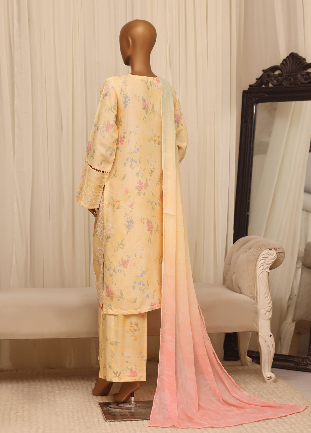 Majestic by HZ Textiles RTW Embroidered Raw Silk 3 Piece Suit HZ26RSM Buttermilk XRPE-3P-006 - Casual Collection