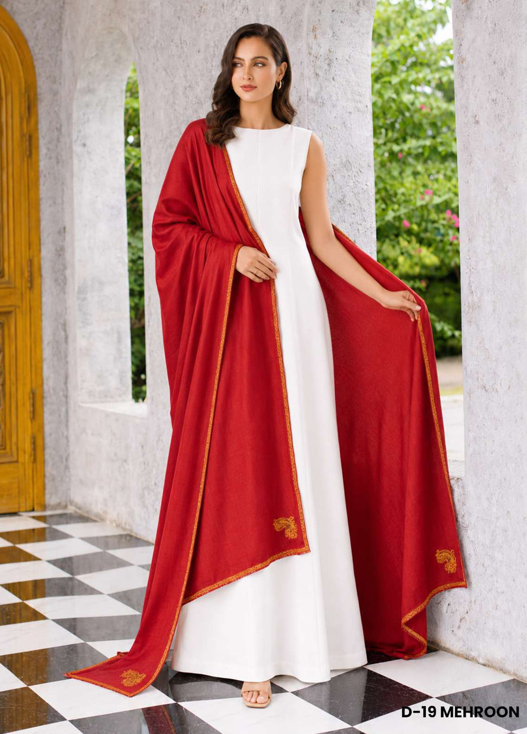 Sanaulla Exclusive Range RTW Solids Woven 1 Piece Shawl D-19 MERHOON - Winter Collection