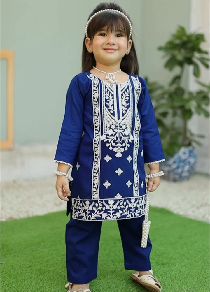 Khanak Girls RTW Embroidered Cotton 2 Piece Suit KST-78 - Casual Collection