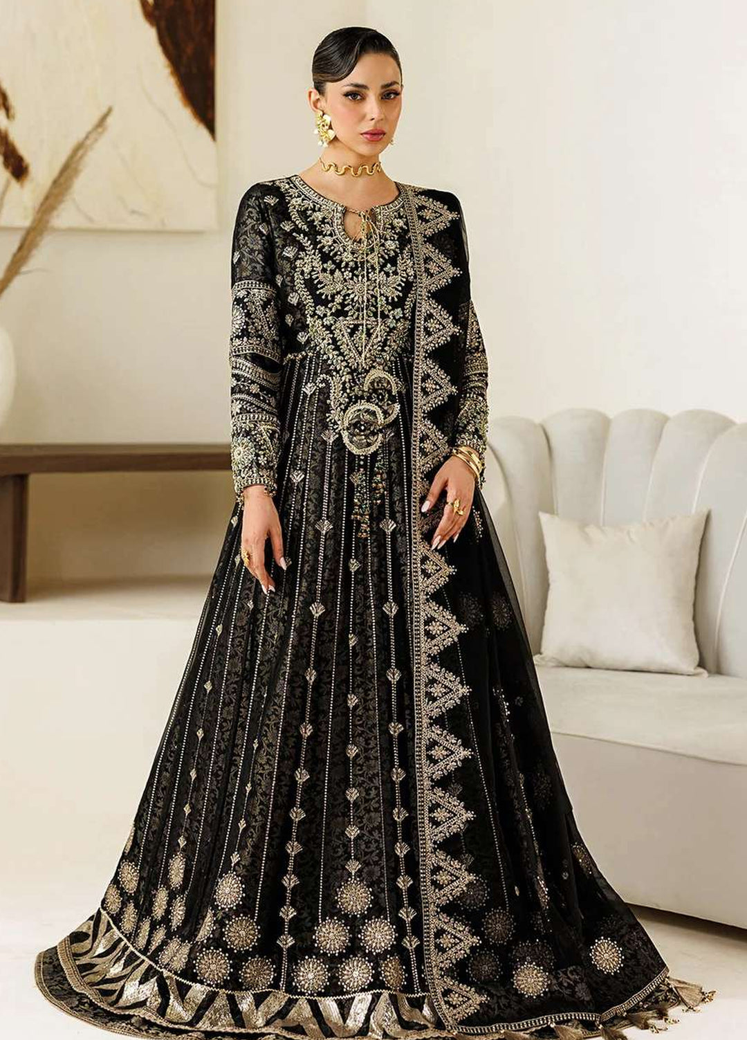 Alizeh Fashion Unstitched Embroidered Chiffon 3 Piece Suit AF26UCF AF-BHM-4073-Blanc - Festive Collection