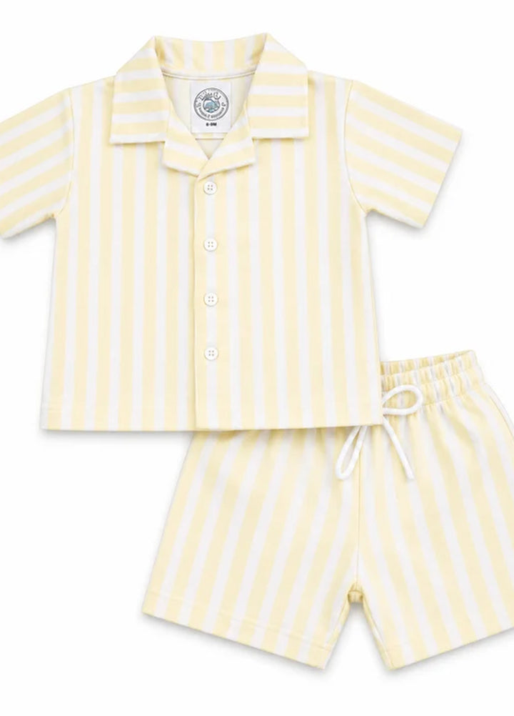 BabyCo Kids RTW Printed Cotton Co-Ord Sets Suit Gelato Lemon Stripe Resort - Casual Collection