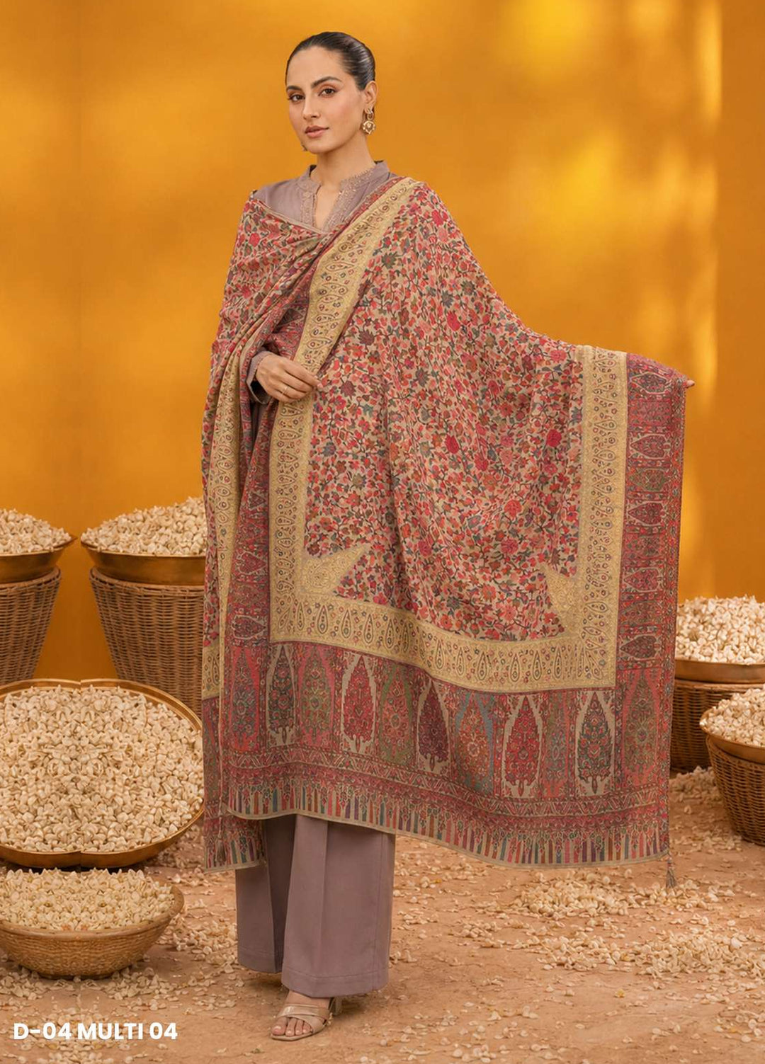 Sanaulla Exclusive Range RTW Printed Woven 1 Piece Shawl D-04 MULTI 04 - Winter Collection
