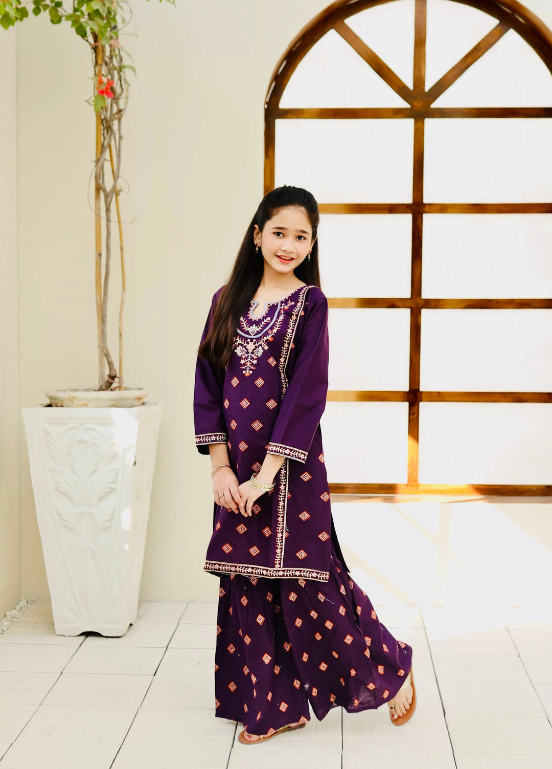 Khanak Girls RTW Embroidered Cotton 2 Piece Suit KST-115 - Casual Collection