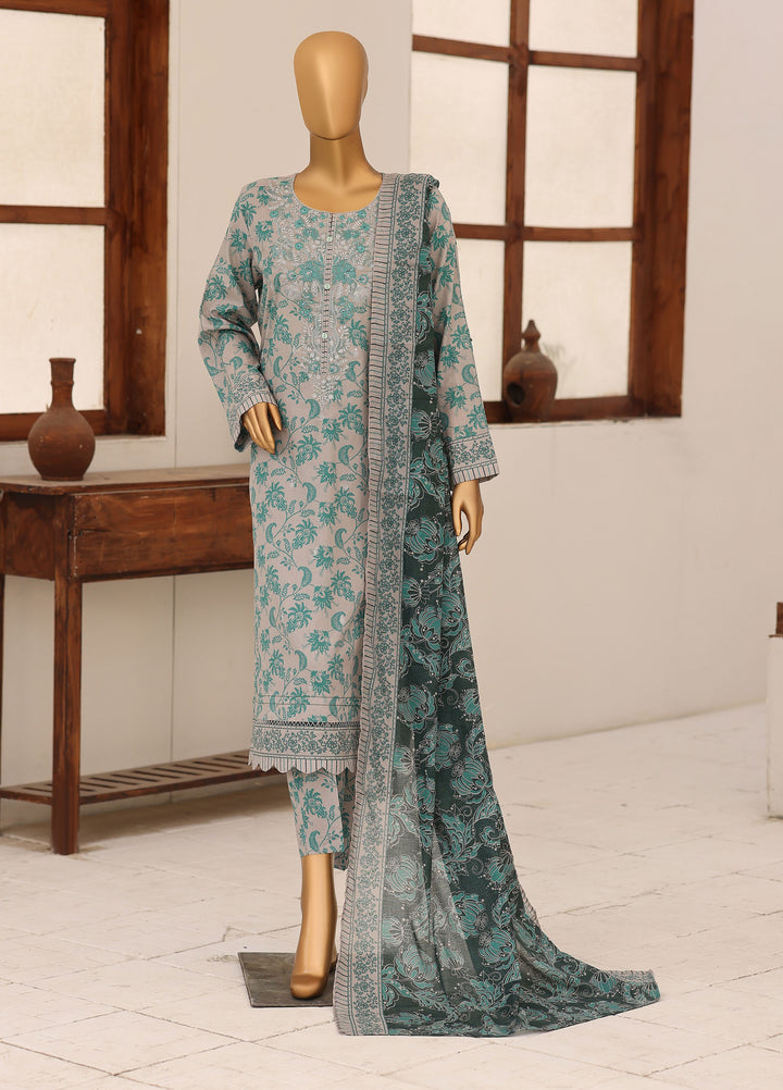 Identic by HZ Textiles Unstitched Embroidered Cotton 3 Piece Suit HZ26UCI PDW 3329-B - Casual Collection