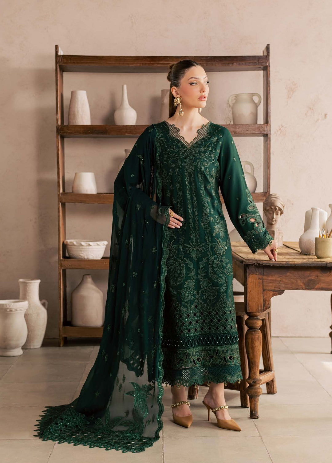 Nureh Unstitched Embroidered Karandi 3 Piece Suit NU26UKE NE-271 - Festive Collection