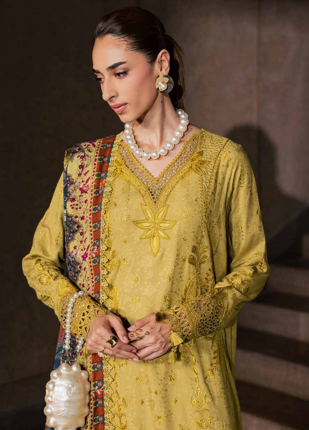 Maya by Nureh Unstitched Embroidered Jacquard Linen 3 Piece Suit NU26UMLJ NW-129 - Festive Collection