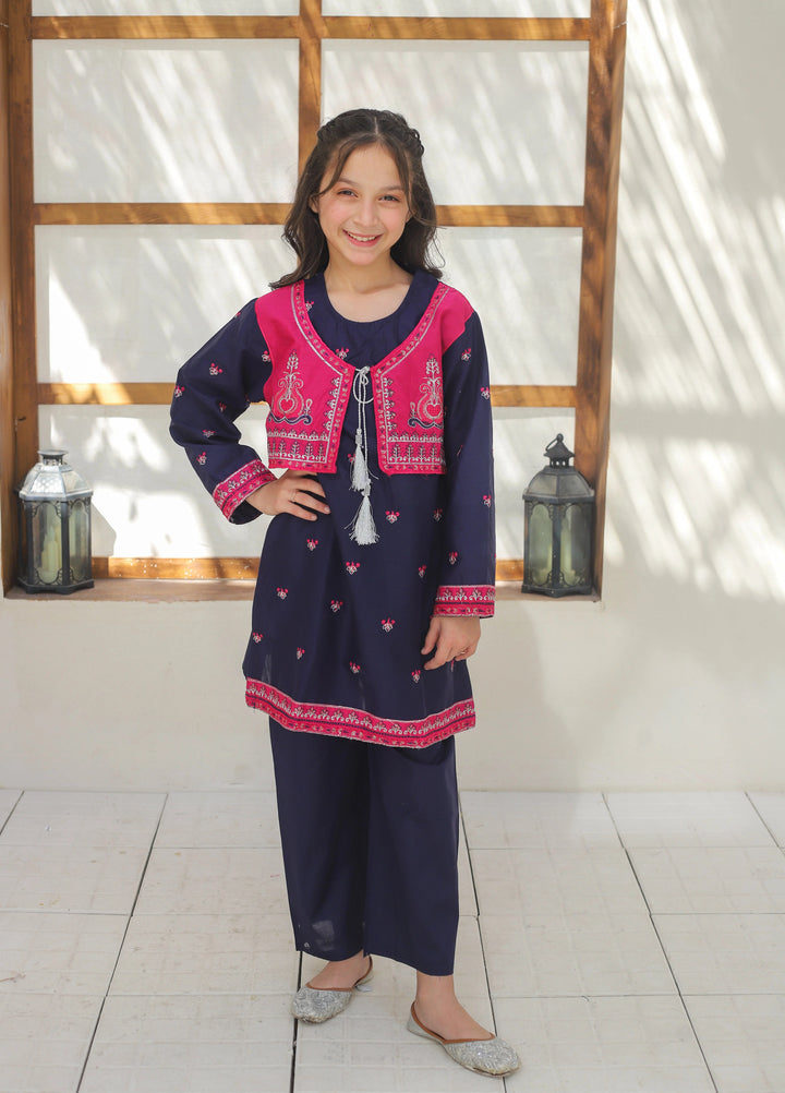 Khanak Girls RTW Embroidered Cotton 2 Piece Suit KST-135 - Casual Collection