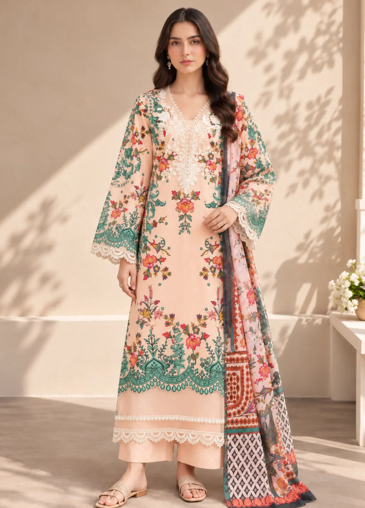 Chandan Nagri Women RTW Embroidered Lawn 3 Piece Suit Nayra veil - Festive Collection