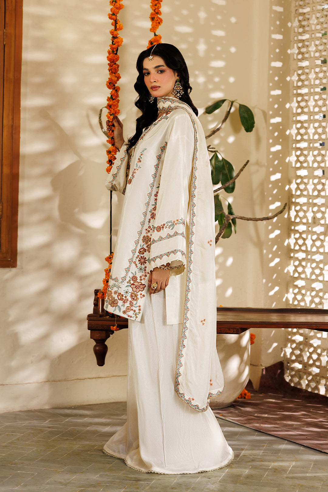 Noore Eid by Panache Women RTW Embroidered Raw Silk 3 Piece Suit Farasha - Eid Collection