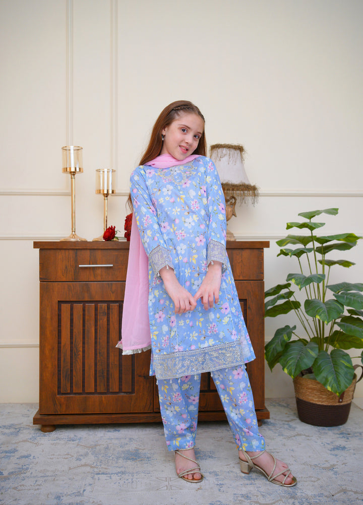 Shanzey Girls RTW Embroidered Lawn 3 Piece Suit SZ26PL SHK-6802 - Casual Collection