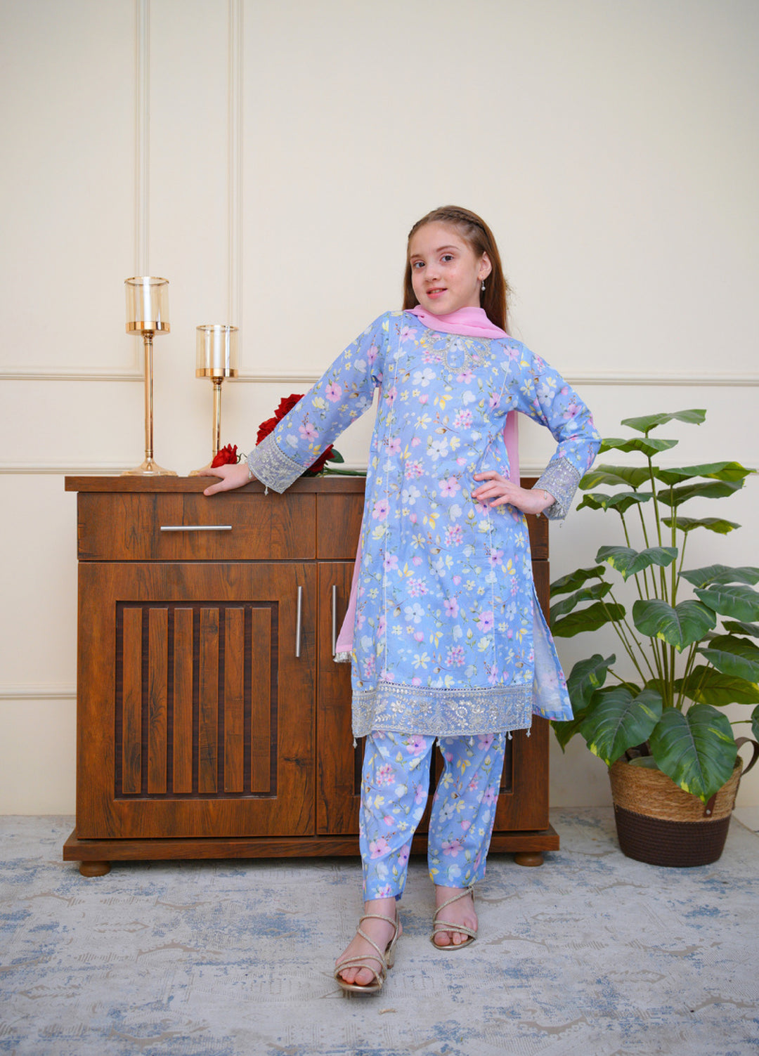 Shanzey Girls RTW Embroidered Lawn 3 Piece Suit SZ26PL SHK-6802 - Casual Collection