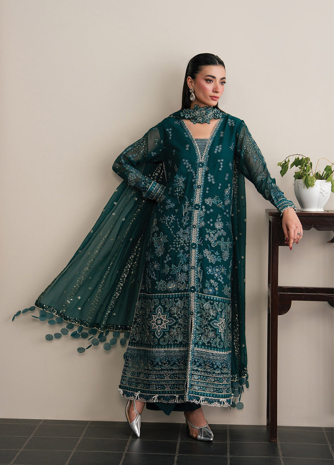 Kalani by Xenia Formals Unstitched Embroidered Chiffon 3 Piece Suit XE26UKW 02-Azari - Wedding Collection