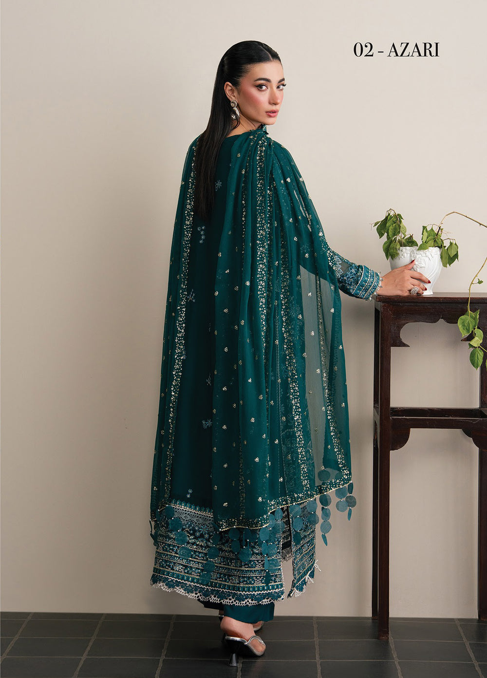 Kalani by Xenia Formals Unstitched Embroidered Chiffon 3 Piece Suit XE26UKW 02-Azari - Wedding Collection