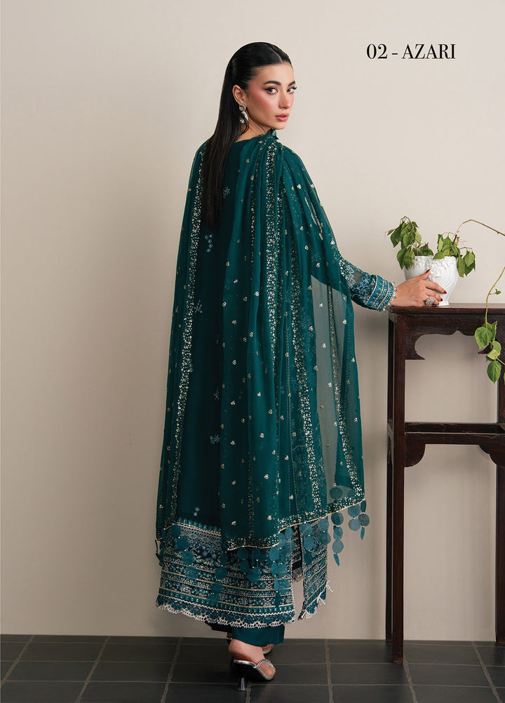 Kalani by Xenia Formals Unstitched Embroidered Chiffon 3 Piece Suit XE26UKW 02-Azari - Wedding Collection