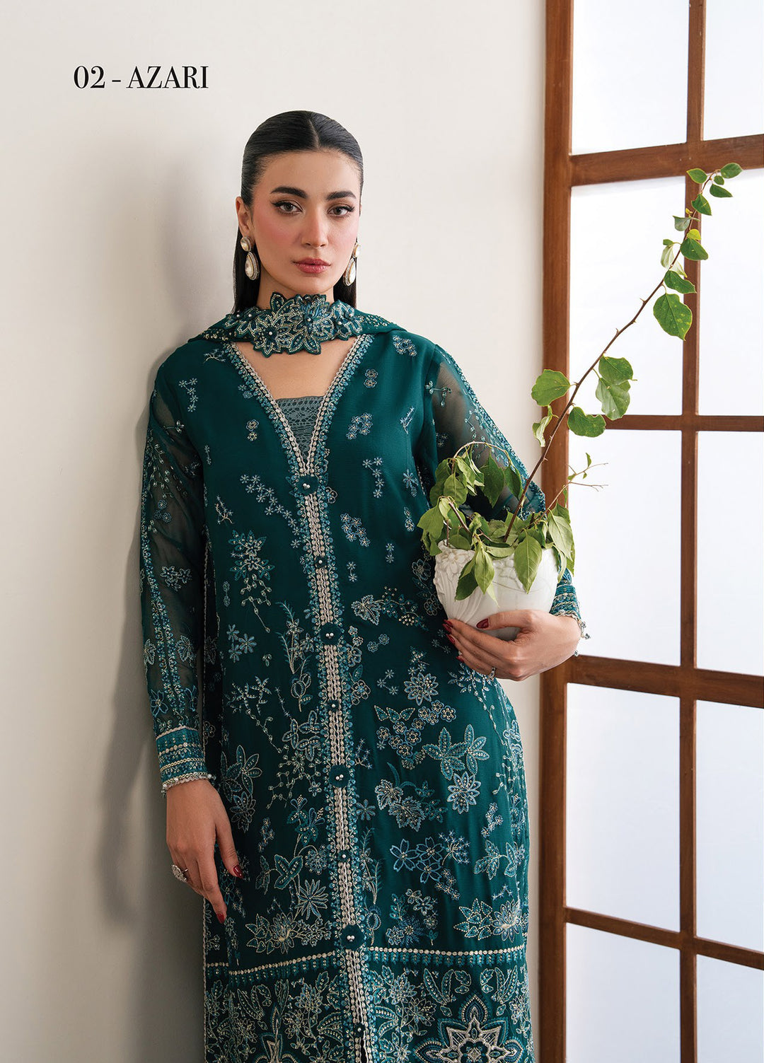 Kalani by Xenia Formals Unstitched Embroidered Chiffon 3 Piece Suit XE26UKW 02-Azari - Wedding Collection