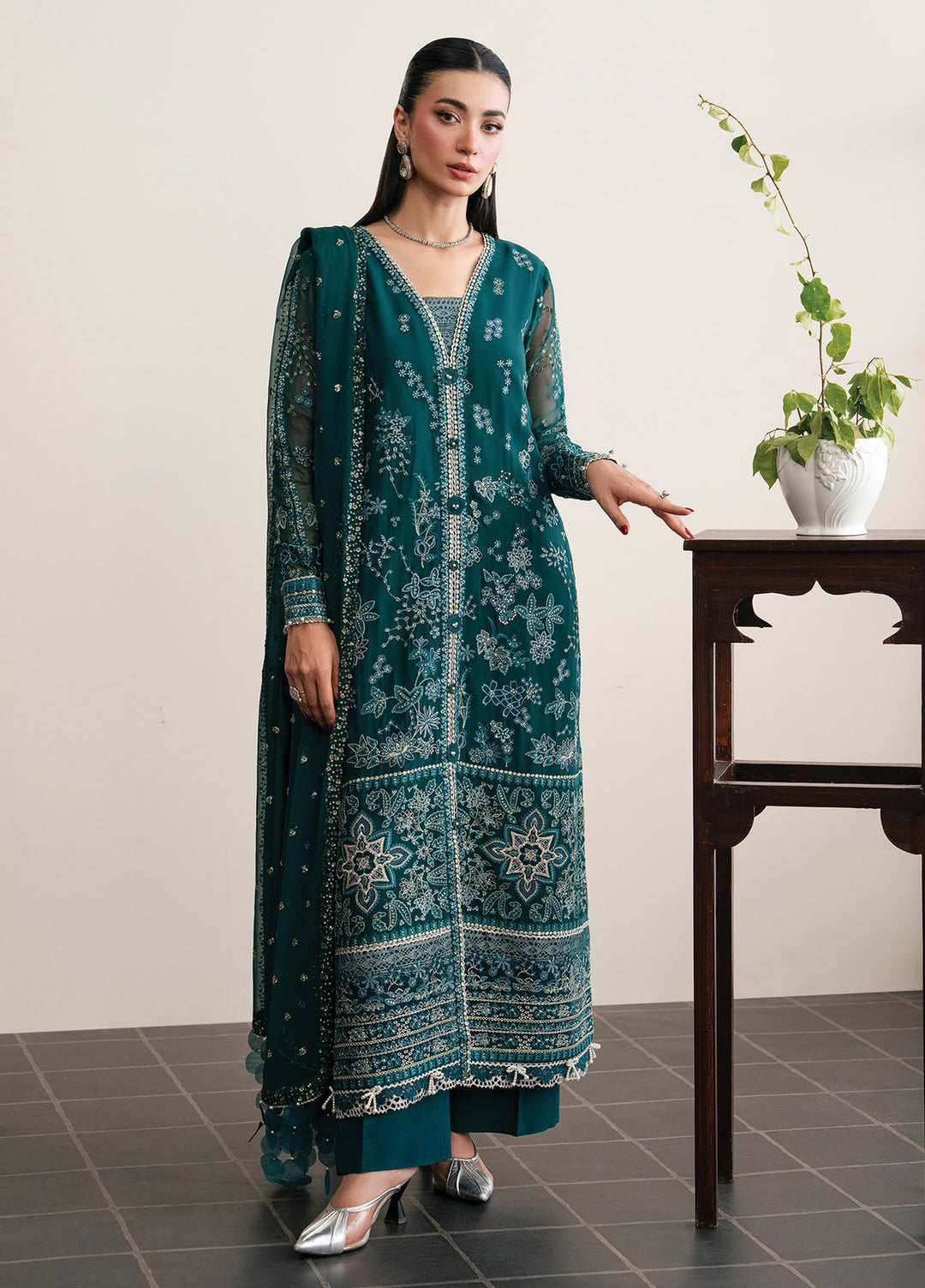 Kalani by Xenia Formals Unstitched Embroidered Chiffon 3 Piece Suit XE26UKW 02-Azari - Wedding Collection