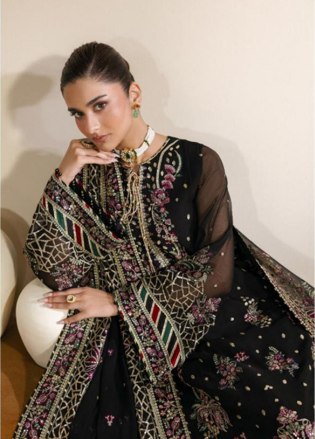 Meraki by Zarif Unstitched Embroidered Chiffon 3 Piece Suit ZR26UCM MEHSKI 02 - Festive Collection