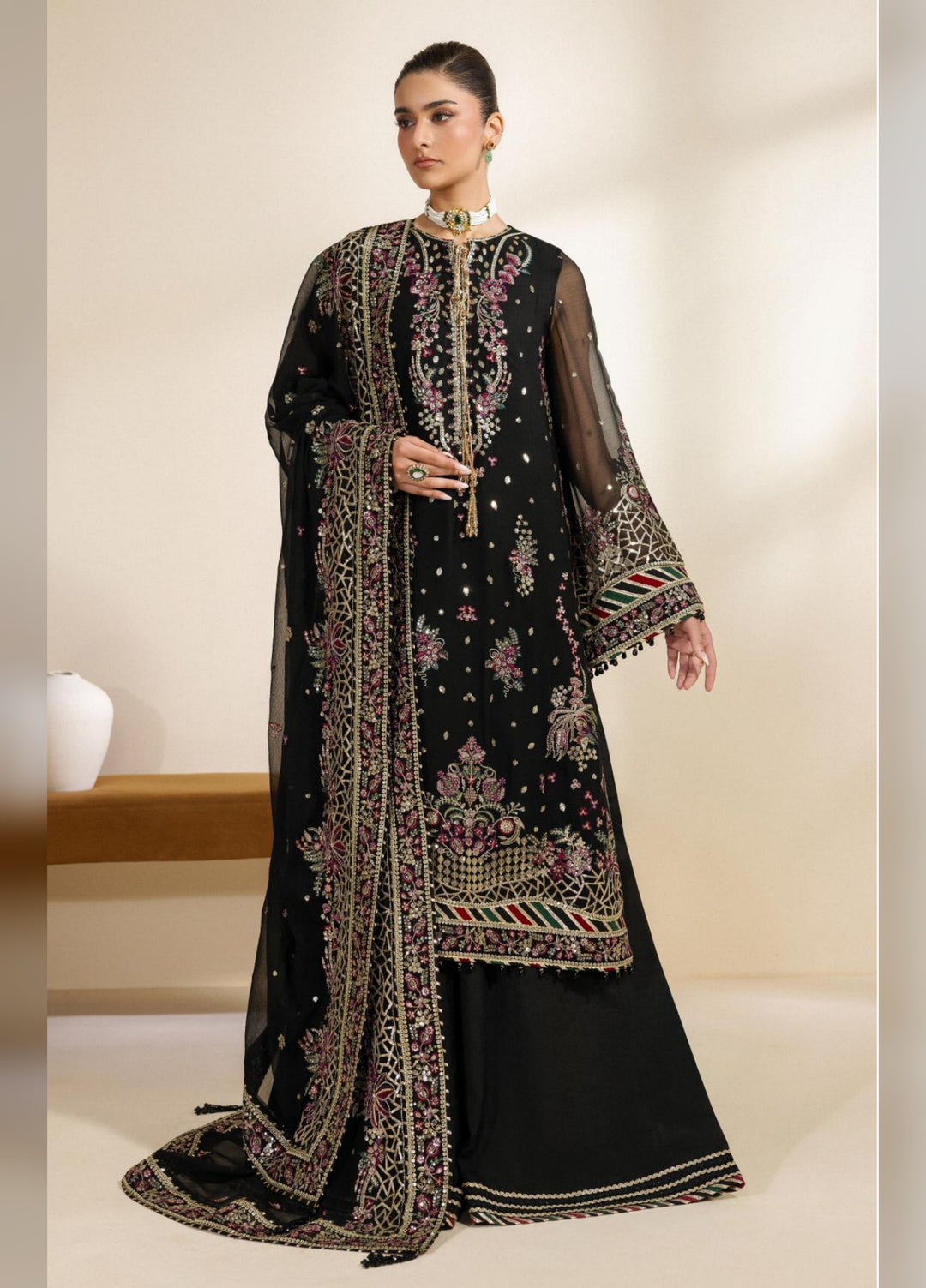Meraki by Zarif Unstitched Embroidered Chiffon 3 Piece Suit ZR26UCM MEHSKI 02 - Festive Collection
