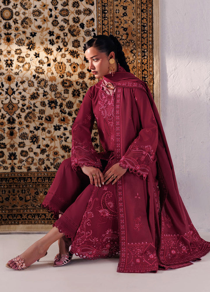 Q line by Qalamkar Unstitched Embroidered Slub Linen 3 Piece Suit QLK26UQL Aleena QLW-02 - Winter Collection