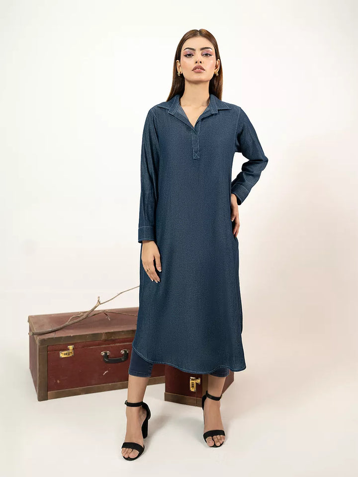Salitex Women Solids Denim 1 Piece Shirt WP7L1PBE487-A - Winter Collection