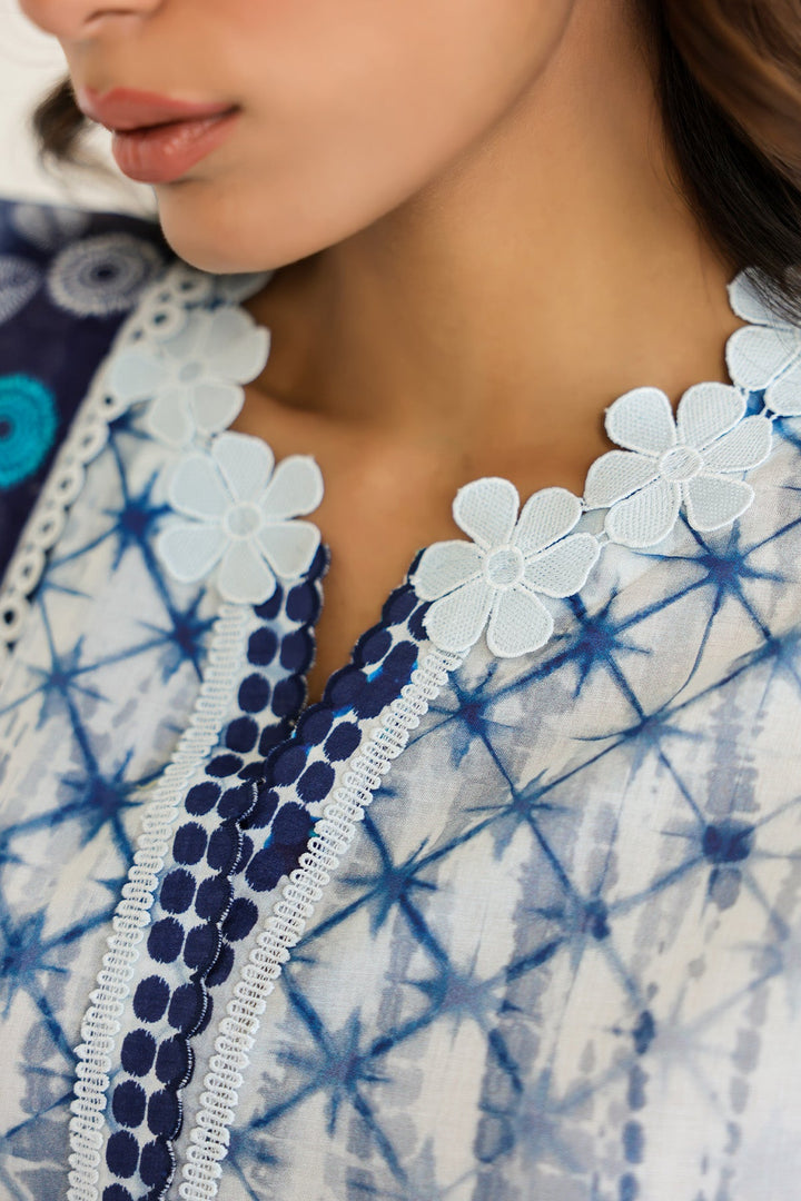 Rhea by Sahar Unstitched Lawn 3 Piece Suit Indigo Lattice - Casual Collection