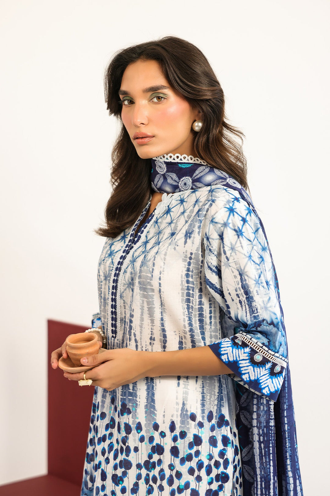Rhea by Sahar Unstitched Lawn 3 Piece Suit Indigo Lattice - Casual Collection