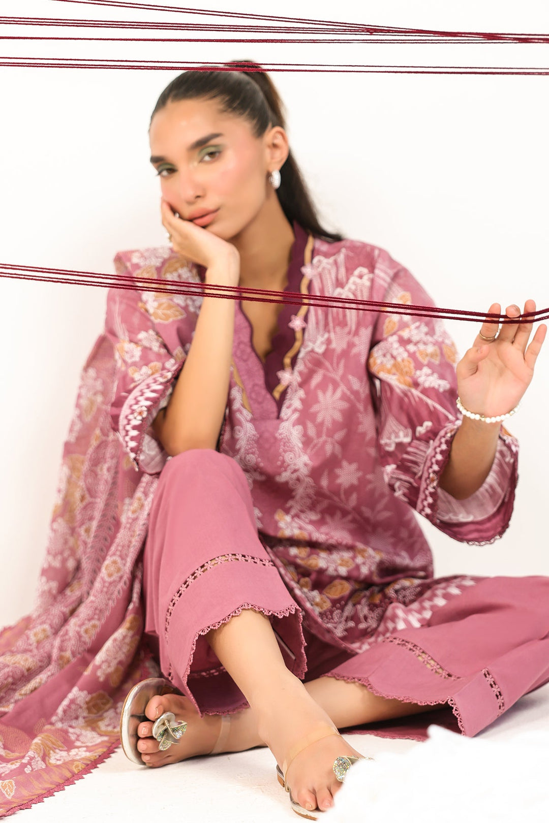 Rhea by Sahar Unstitched Lawn 3 Piece Suit Rose Filigree - Casual Collection