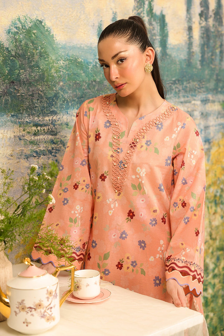 Rhea by Sahar Unstitched Lawn 2 Piece Suit Peach Meadow - Casual Collection