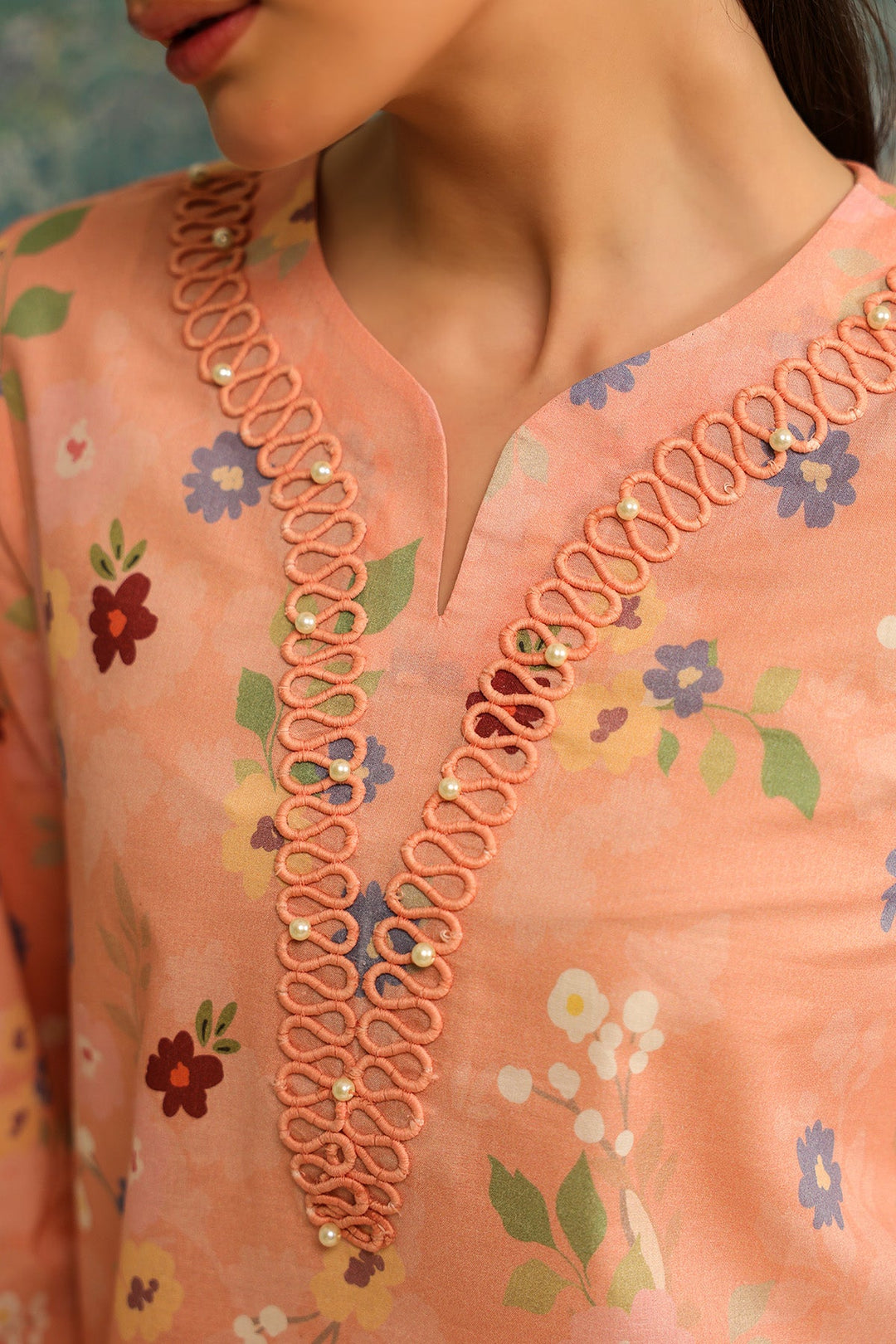 Rhea by Sahar Unstitched Lawn 2 Piece Suit Peach Meadow - Casual Collection
