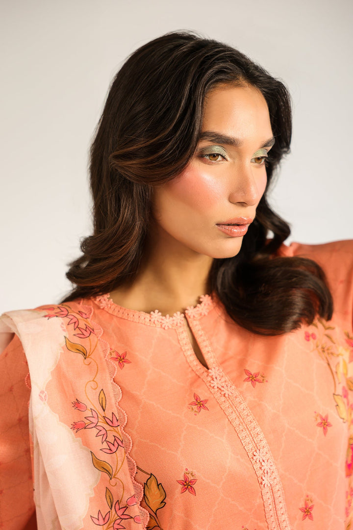 Rhea by Sahar Unstitched Lawn 3 Piece Suit Apricot Whisper - Casual Collection