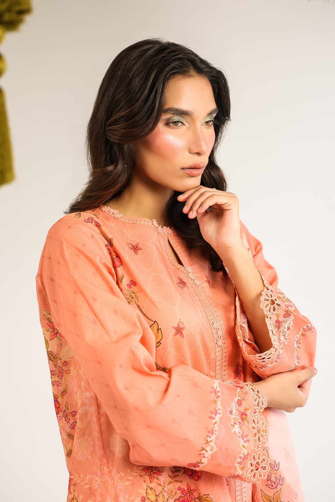 Rhea by Sahar Unstitched Lawn 3 Piece Suit Apricot Whisper - Casual Collection