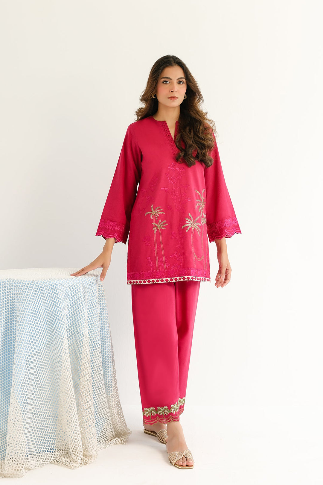 Pret Essentials by Sahar Womens RTW Embroidered Cambric 2 Piece Suit Raqs-e-Gulnaar - Casual Collection