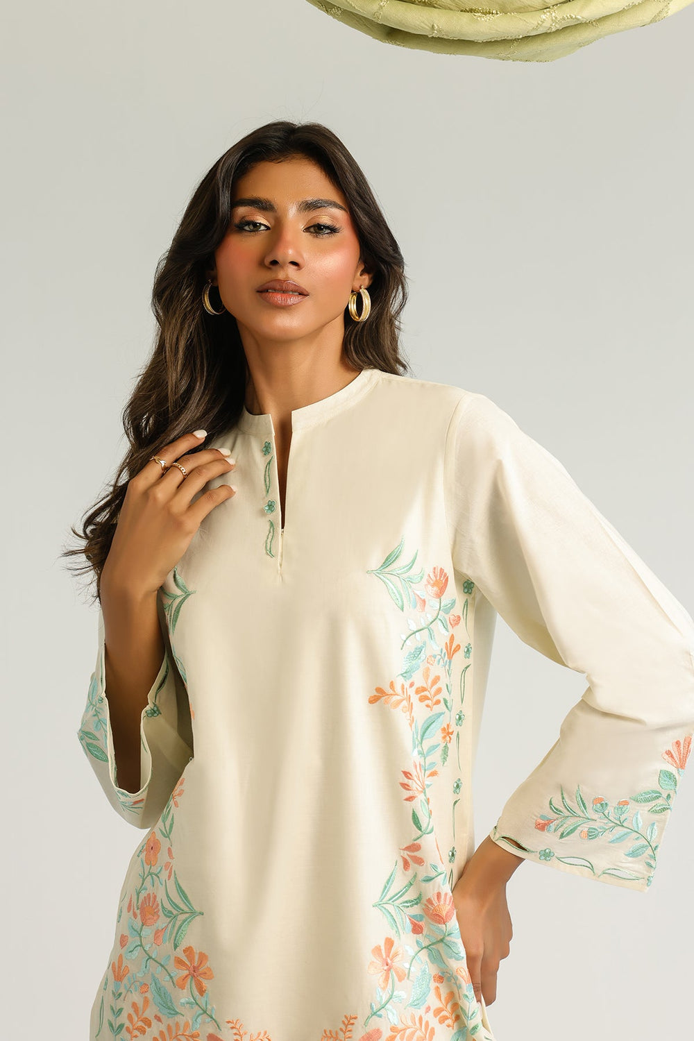 Pret Essentials by Sahar Womens RTW Embroidered Cambric 2 Piece Suit Opaline Flora - Casual Collection